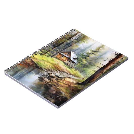 森の絵を描水素晴らし色の小屋 ノートブック (左側)