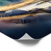 森の絵画エルクの水色1:1 ポスター (角)