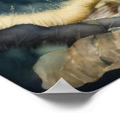 森の絵画キツネの水の色1:1 ポスター (角)