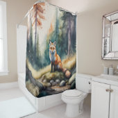 森の絵画水彩キツネ シャワーカーテン (インサイチュ)