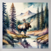 森の絵画水彩青瀬1:1 ポスター (正面)