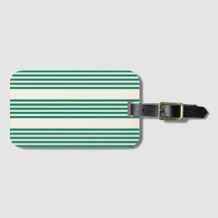 森の緑とベージュ5つのストライプパターン ラゲッジタグ