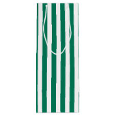 森の緑と白いキャンディストライプー ワインギフトバッグ (裏面)