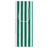 森の緑と白いキャンディストライプー ワインギフトバッグ (正面)