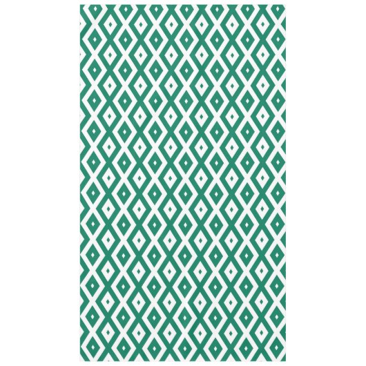 森の緑と白のダイヤモンドパターン テーブルクロス (正面)