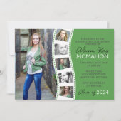 森の緑と白のフィルムストリップ6写真卒業 招待状 (正面)