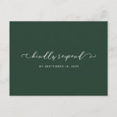 森の緑と白のRsvpと食事の選択 インビテーションポストカード (正面)