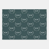 森の緑と白 | イニシャルモダンモノグラム ラッピングペーパーシート (正面)