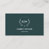 森の緑と白 | イニシャルモダンモノグラム 名刺 (裏面)