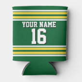 森の緑と黄色の白いズチームストライプジャージー 缶クーラー (正面)