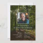 森の緑のお祝いの生活葬儀写真 招待状 (正面)