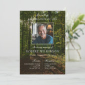 森の緑のお祝いの生活葬儀写真 招待状 (スタンド正面)