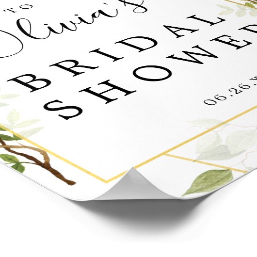 森の緑のウェディングシャワーのお出迎え看板 ポスター (角)