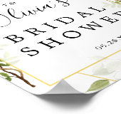 森の緑のウェディングシャワーの歓迎看板 ポスター (角)