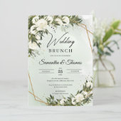 森の緑のオリーブの葉の結婚金ゴールドのブランチ 招待状 (スタンド正面)