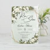 森の緑のオリーブの葉の金ゴールドの上昇と輝き 招待状 (スタンド正面)