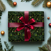 森の緑のクリスマスラッピング紙 ラッピングペーパー
