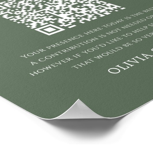 森の緑のハネムーン基金QRコード結婚のサイン ポスター (角)