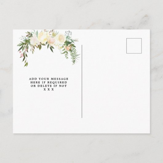 森の緑のフローラ結婚式は日付カードを保存 案内ポストカード (裏面)