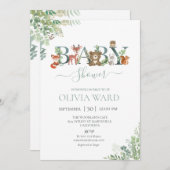 森の緑のベビーシャワー招待状 招待状 (正面/裏面)