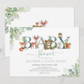 森の緑のベビーシャワー招待状 招待状 (正面/裏面)