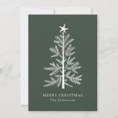 森の緑のミニマルクリスマスパイン写真 シーズンカード (正面)