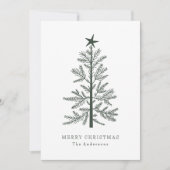 森の緑のミニマルクリスマスパイン写真 シーズンカード (正面)