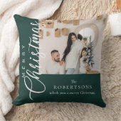 森の緑のメリークリスマスフォト クッション (ブランケット)