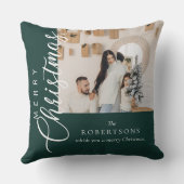 森の緑のメリークリスマスフォト クッション (裏面)