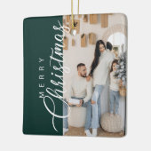 森の緑のメリークリスマスフォト セラミックオーナメント (左)