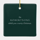 森の緑のメリークリスマスフォト セラミックオーナメント (裏面)