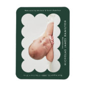 森の緑のモダンうろこ出産の発表 マグネット (縦)