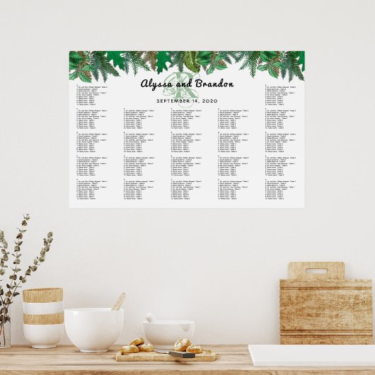 森の緑のモノグラムのシーティンググラフポスター ポスター (キッチン)