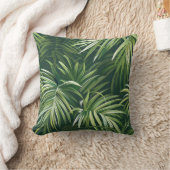 森の緑のヤシの木の異国の離れ花植物 クッション (ブランケット)