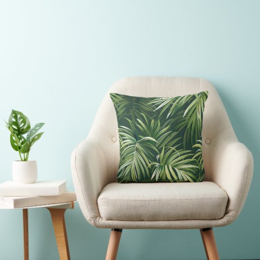 森の緑のヤシの木の異国の離れ花植物 クッション (椅子)