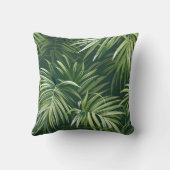 森の緑のヤシの木の異国の離れ花植物 クッション (裏面)