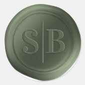 森の緑のワックスシール結婚のモノグラムシール ラウンドシール (正面)