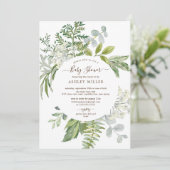 森の緑の中性ベビーシャワー 招待状 (スタンド正面)