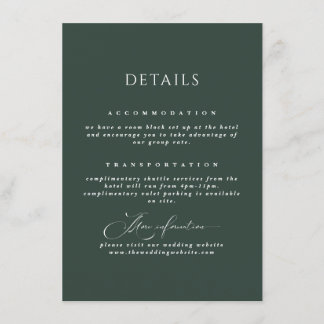 森の緑の書道結婚の詳細カード エンクロージャーカード