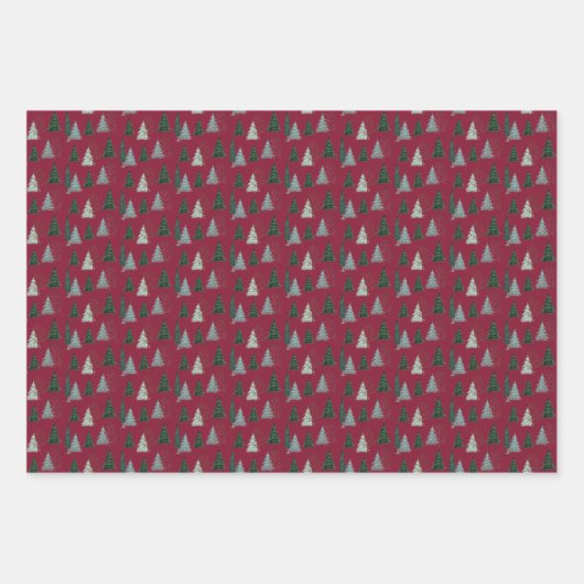 森の緑の松の木クリスマスホリデーウッドランド ラッピングペーパーシート (正面2)