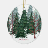 森の緑の松の木クリスマスホリデー自然 セラミックオーナメント (左)