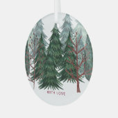 森の緑の松の木クリスマスホリデー自然C ガラスオーナメント (正面左)