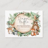 森の緑の森の動物おむつラッフル エンクロージャーカード (正面)