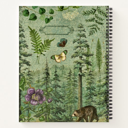 森の緑の森の動物のノートパーソナライズされたブック ノートブック (裏面)