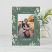 森の緑の水の色メリークリスマスフォトカード 招待状 (スタンド正面)