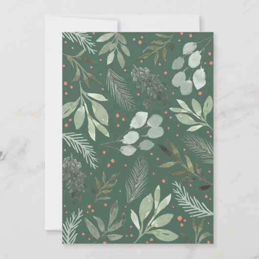 森の緑の水の色メリークリスマスフォトカード 招待状 (裏面)