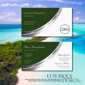 森の緑の白とシルバー装飾とロゴ 名刺