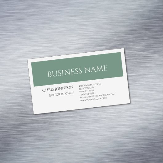 森の緑の白のプレーンのミニマル芸術的リスト マグネット名刺 (インサイチュ)