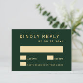 森の緑の素朴金ゴールドサ結婚ークル 出欠カード (スタンド正面)