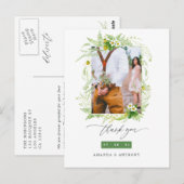 森の緑の結婚式の写真のお礼 ポストカード (正面/裏面)